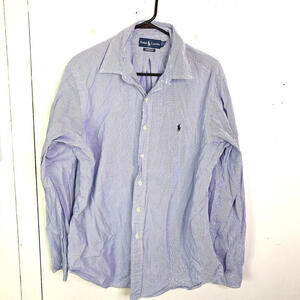 Ralph Lauren Shirt Mens XL Button Front Striped Custom Fit Career Office